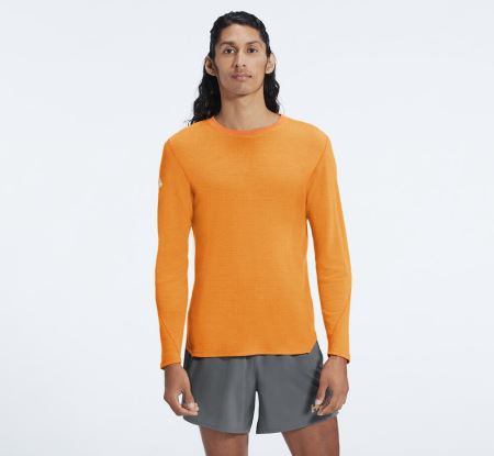 Hoka One One Merino Blend Long Sleeve - Top Homem Laranja | PT-Fq0wuTc